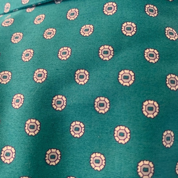 Foxcroft NYC teal polka dot cotton shirt, size 12P.. - Picture 8 of 8